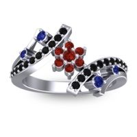 Garnet Fashion Ring In 14k White Gold With Blue Sapphire And Black Onyx – Pippala Simple Ring