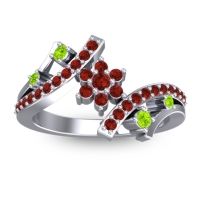 Garnet Fashion Ring In 14k White Gold With Peridot – Pippala Simple Ring