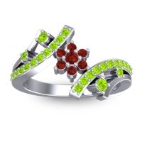 Garnet Fashion Ring In 14k White Gold With Peridot – Pippala Simple Ring