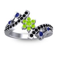 Peridot Fashion Ring In 14k White Gold With Blue Sapphire And Black Onyx – Pippala Simple Ring