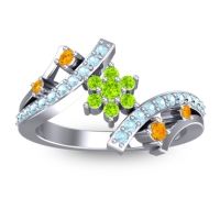 Peridot Fashion Ring In 14k White Gold With Citrine And Aquamarine – Pippala Simple Ring