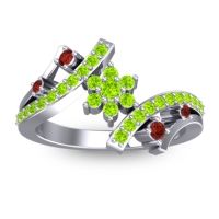 Peridot Fashion Ring In 14k White Gold With Garnet – Pippala Simple Ring