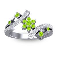Peridot Fashion Ring In 14k White Gold With Lab Diamond – Pippala Simple Ring