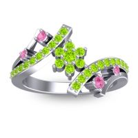 Peridot Fashion Ring In 14k White Gold With Pink Tourmaline – Pippala Simple Ring