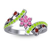 Pink Tourmaline Fashion Ring In 14k White Gold With Garnet And Peridot – Pippala Simple Ring