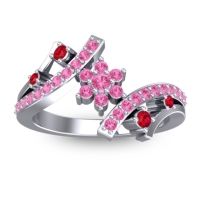 Pink Tourmaline Fashion Ring In 14k White Gold With Ruby – Pippala Simple Ring