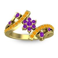 Amethyst Fashion Ring In 14k Yellow Gold With Citrine – Pippala Simple Ring