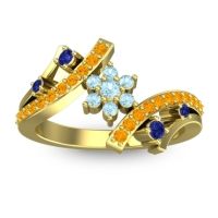 Aquamarine Fashion Ring In 14k Yellow Gold With Blue Sapphire And Citrine – Pippala Simple Ring