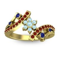 Aquamarine Fashion Ring In 14k Yellow Gold With Blue Sapphire And Garnet – Pippala Simple Ring