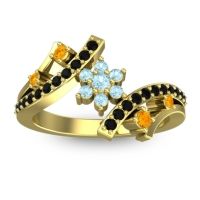 Aquamarine Fashion Ring In 14k Yellow Gold With Citrine And Black Onyx – Pippala Simple Ring