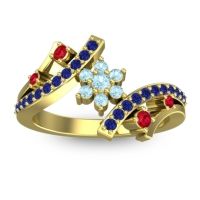 Aquamarine Fashion Ring In 14k Yellow Gold With Ruby And Blue Sapphire – Pippala Simple Ring
