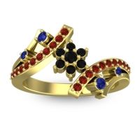 Black Onyx Fashion Ring In 14k Yellow Gold With Blue Sapphire And Garnet – Pippala Simple Ring