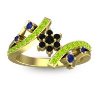 Black Onyx Fashion Ring In 14k Yellow Gold With Blue Sapphire And Peridot – Pippala Simple Ring