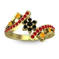 Black Onyx Fashion Ring In 14k Yellow Gold With Citrine And Ruby – Pippala Simple Ring