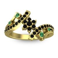 Black Onyx Fashion Ring In 14k Yellow Gold With Emerald – Pippala Simple Ring