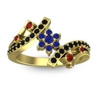 Blue Sapphire Fashion Ring In 14k Yellow Gold With Garnet And Black Onyx – Pippala Simple Ring