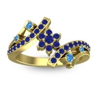 Blue Sapphire Fashion Ring In 14k Yellow Gold With Swiss Blue Topaz – Pippala Simple Ring