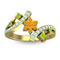 Citrine Fashion Ring In 14k Yellow Gold With Peridot And Aquamarine – Pippala Simple Ring