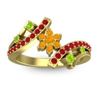 Citrine Fashion Ring In 14k Yellow Gold With Peridot And Ruby – Pippala Simple Ring