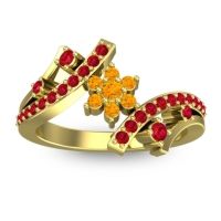 Citrine Fashion Ring In 14k Yellow Gold With Ruby – Pippala Simple Ring