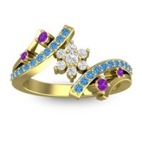 Lab Diamond Fashion Ring In 14k Yellow Gold With Amethyst And Swiss Blue Topaz – Pippala Simple Ring