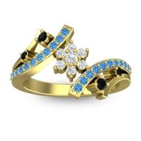 Lab Diamond Fashion Ring In 14k Yellow Gold With Black Onyx And Swiss Blue Topaz – Pippala Simple Ring