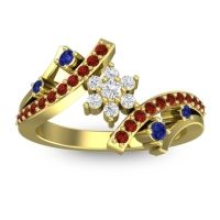 Lab Diamond Fashion Ring In 14k Yellow Gold With Blue Sapphire And Garnet – Pippala Simple Ring