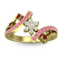 Diamond Fashion Ring In 14k Yellow Gold With Garnet And Pink Tourmaline – Pippala Simple Ring