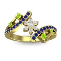 Lab Diamond Fashion Ring In 14k Yellow Gold With Peridot And Blue Sapphire – Pippala Simple Ring