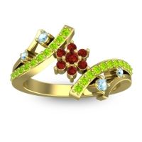Garnet Fashion Ring In 14k Yellow Gold With Aquamarine And Peridot – Pippala Simple Ring