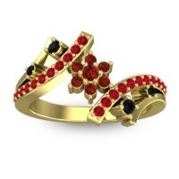 Garnet Fashion Ring In 14k Yellow Gold With Black Onyx And Ruby – Pippala Simple Ring