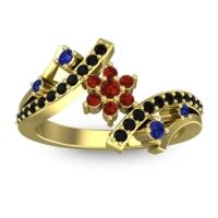 Garnet Fashion Ring In 14k Yellow Gold With Blue Sapphire And Black Onyx – Pippala Simple Ring