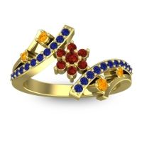 Garnet Fashion Ring In 14k Yellow Gold With Citrine And Blue Sapphire – Pippala Simple Ring