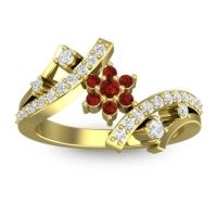 Garnet Fashion Ring In 14k Yellow Gold With Lab Diamond – Pippala Simple Ring
