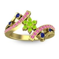 Peridot Fashion Ring In 14k Yellow Gold With Blue Sapphire And Pink Tourmaline – Pippala Simple Ring