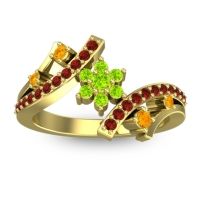 Peridot Fashion Ring In 14k Yellow Gold With Citrine And Garnet – Pippala Simple Ring