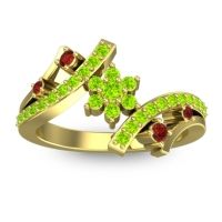 Peridot Fashion Ring In 14k Yellow Gold With Garnet – Pippala Simple Ring