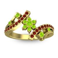 Peridot Fashion Ring In 14k Yellow Gold With Garnet – Pippala Simple Ring