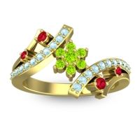 Peridot Fashion Ring In 14k Yellow Gold With Ruby And Aquamarine – Pippala Simple Ring