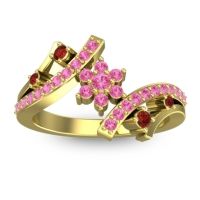 Pink Tourmaline Fashion Ring In 14k Yellow Gold With Garnet – Pippala Simple Ring