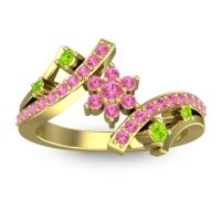 Pink Tourmaline Fashion Ring In 14k Yellow Gold With Peridot – Pippala Simple Ring
