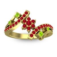 Ruby Fashion Ring In 14k Yellow Gold With Peridot – Pippala Simple Ring