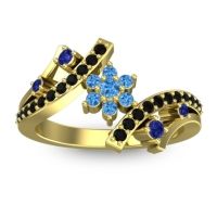 Swiss Blue Topaz Fashion Ring In 14k Yellow Gold With Blue Sapphire And Black Onyx – Pippala Simple Ring