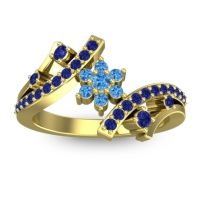 Swiss Blue Topaz Fashion Ring In 14k Yellow Gold With Blue Sapphire – Pippala Simple Ring