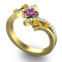 Simple Floral Pave Pippala Ring