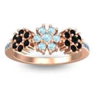 Aquamarine Fashion Ring In 18K Rose Gold With Black Onyx And Swiss Blue Topaz – Makaranda Statement Ring