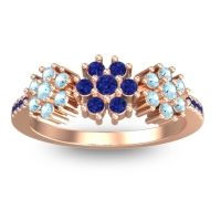 Blue Sapphire Fashion Ring In 18K Rose Gold With Aquamarine – Makaranda Statement Ring