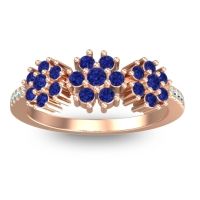 Blue Sapphire Fashion Ring In 18K Rose Gold With Aquamarine – Makaranda Statement Ring