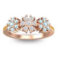 Lab Diamond Fashion Ring In 18K Rose Gold With Aquamarine And Citrine – Makaranda Statement Ring