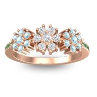 Diamond Fashion Ring In 14K Rose Gold With Aquamarine And Emerald – Makaranda Statement Ring